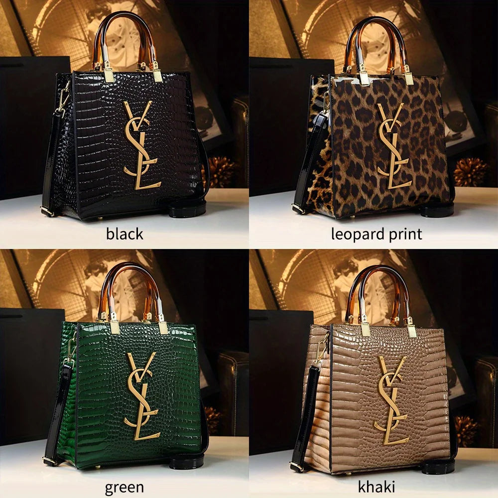 High-end handbag, 2025 new style fashionable crocodile print women's bag, middle-aged mother's bag, grand crossbody bag